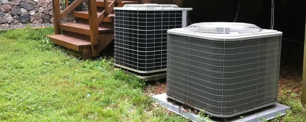 Heat pump installation and service units outside a home in Cleveland, OH